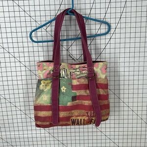 Wallflower floral print, American flag print canvas tote